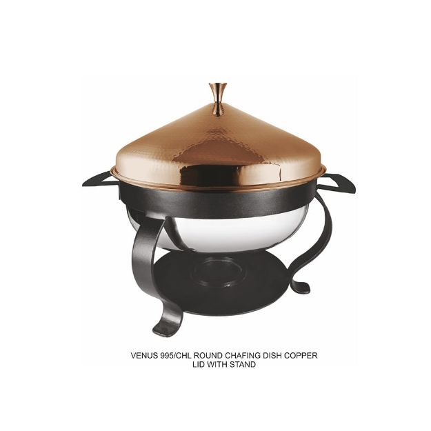 Picture of VENUS 995/CHL ROUND CHAFING DISH COPPER LID WITH STAND 7L