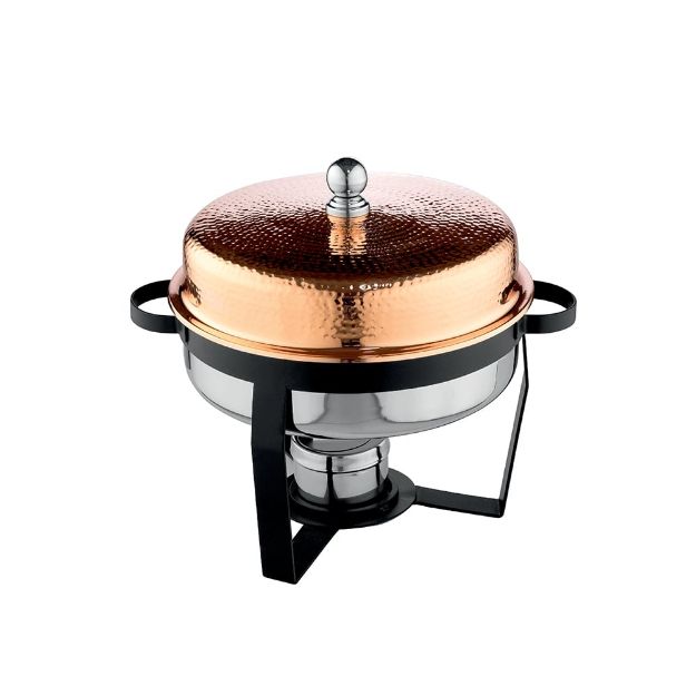 Picture of VENUS 530WCH ROUND CHAFING DISH COPPER HAMMERED COVER 10L