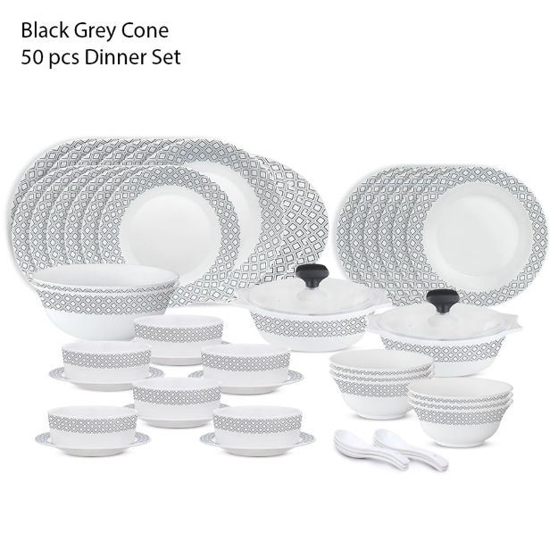 Picture of BOROSIL DINNER SET 50 PIECES BLACK GREY CONE
