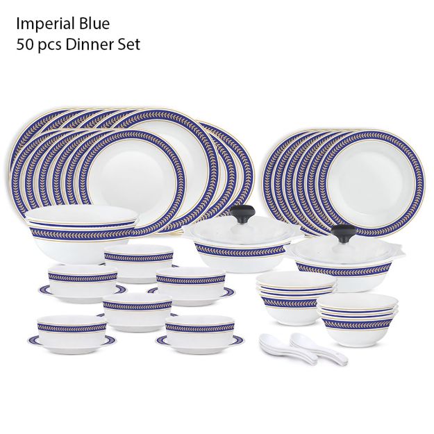 Picture of BOROSIL DINNER SET 50 PIECES IMPERIAL BLUE